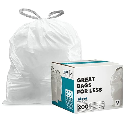 Plasticplace Simplehuman Compatible Trash Bags Bundle - Code H Blue Recycling Bags (200 Count) and Code V Kitchen Trash Bags (200 Count)