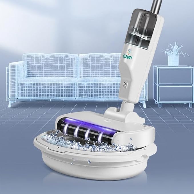 Ecofy 3-in-1 Cordless Vacuum Cleaner Spray Humidification One-Click Cleaning for Carpets/Hardwood Floors 500ml Dustbin