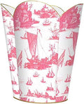Marye-Kelley WB547-Pink Boat Toile Wastepaper Basket