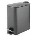 mDesign Rectangular Pedal Bin – 5 L Metal Waste Bin with Pedal Lid and Plastic Bucket Insert – Household Rubbish Bin for Bathroom Kitchen and Office – Dark Grey