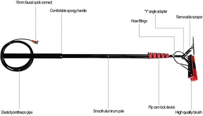 Water Fed Pole Kit3.6M 5.4M 6M 7.2M 9M 11M Professional Solar Panel Window Cleaner Telescopic Window Glass Cleaning Brush Pole Kit Truck Caravan Spray Washer Washing Equipment ( Size : 9M/30FT )