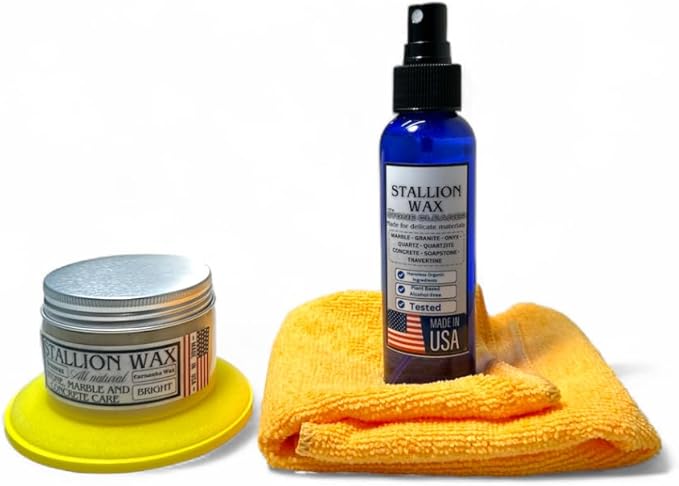 Marble &amp Granite Cleaner and Polish Kit – 4 in 1 Set Enhances Light Countertops | Stone-Safe Care for White Marble Quartz Quartzite Soapstone &amp Bright Granite Streak-Free Shine &amp Color