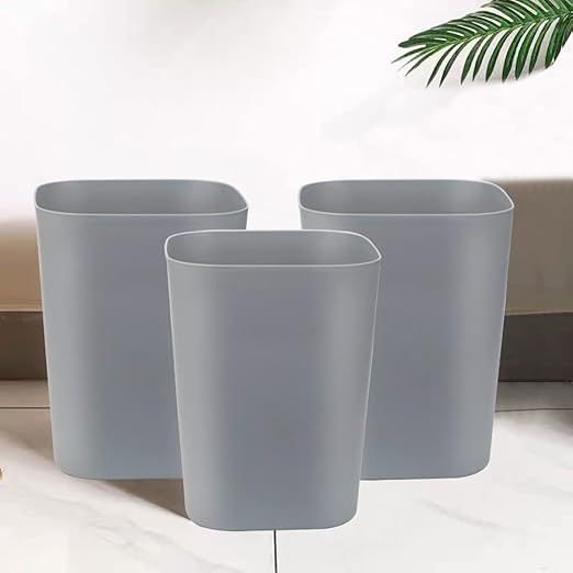 Besli 2 Gallon Small Trash Can Garbage Can Wastebasket for Bathroom Bedroom Kitchen OfficePack of 3 (Gray)