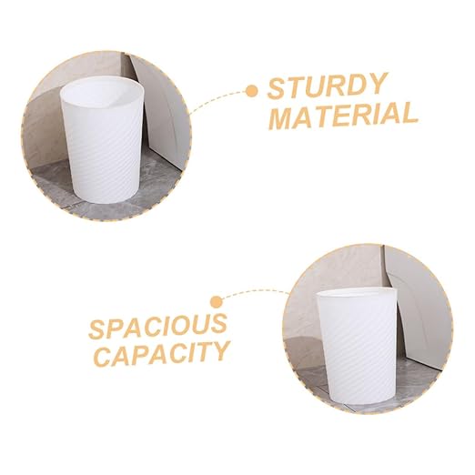 Small White Plastic Trash Can with Press Ring Modern Compact Wastebasket for Bathroom Bedroom Office and Living Spacious Capacity for Daily Home and Office Waste Disposal