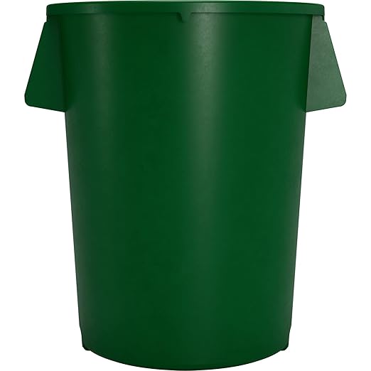 SPARTA Bronco 20 Gallon Trash Can Thick Polyethylene Bin NSF Certified Waste Container with Top Handles Bottom Handholds Reinforced Base and Stackable LLDPE 20 Gallon Green (Pack of 6)