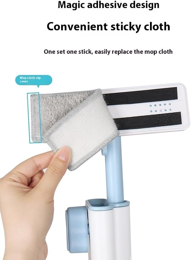 Hands-Free Mini Mop for Home CleaningWet/Dry Use Effortless Cleaning  for Kitchen/Living Room/Sofa/Bathroom/Vehicle Windows/Glass/Tight Corners  5 Microfiber Pads + 1 Squeeze Handle (Blue)
