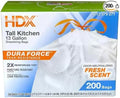 Tall Kitchen 13 Gallon Drawstring Trash Bags Fresh Scent Dura Force Tear-Resistance 200 Count White