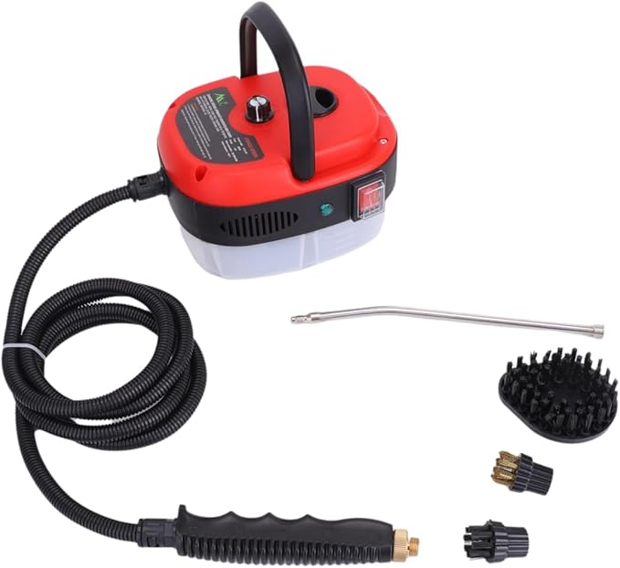 2500W Steam Cleaner Handheld Cleaning Steamer High Pressure Temperature Portable Steam Cleaning Machine for Upholstery Kitchen Furniture Bathroom Car(red)