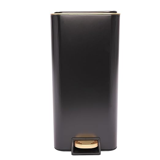 12L Slim Step Trash Can with Lid Soft Close 15.5 x 12 x 8.6in Size Stainless Steel Trash Bin Rectangular Wastebaskets Bin for Living Room Bedroom Office (Black)