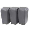 3 Pack 4.5 Gallon Plastic Garbage Can with Swing Lid Swing-top Trash Bin Gray