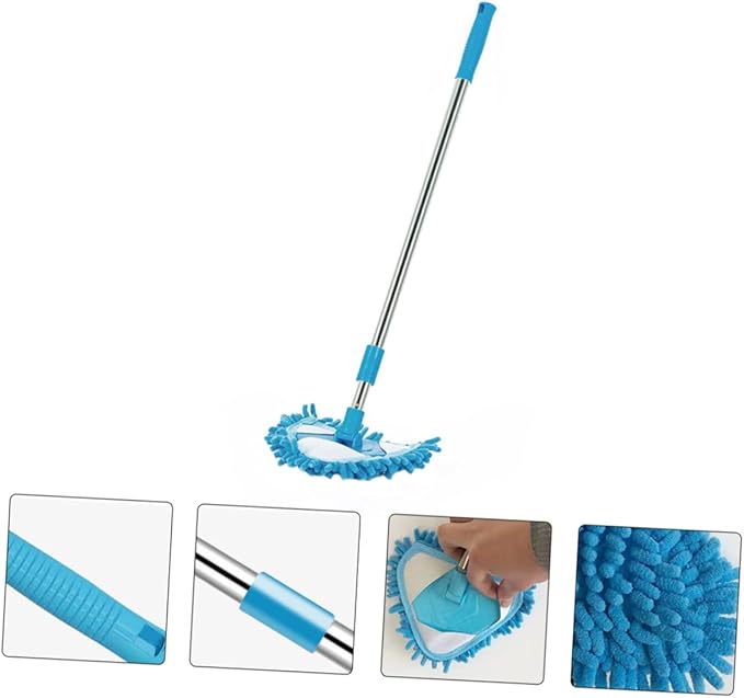 1Pc Triangular Mop Telescopic Rotatable Household Cleaning Mop Lightweight Design for Rotation Soft Absorbent Head Friends