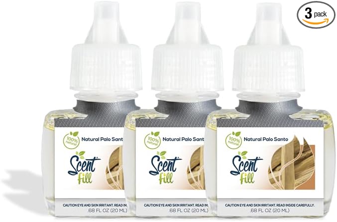 Scent Fill 100% Natural Palo Santo Plug in Air Freshener Scented Oil Refills 3 Refills
