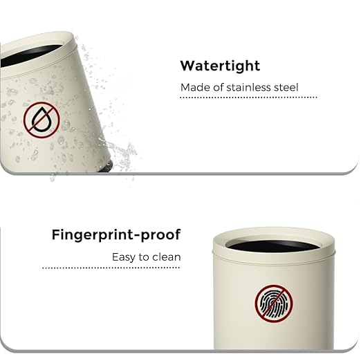 12L/3.1GAL White Bathroom Trash Can Without Lid Small Wastebasket for OfficeMetal Garbage Can for BedroomChildren's Room Powder RoomHotelBank (12L-White)