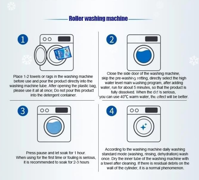 Powerful Stain Remover Washer Tank CleanerPowder Washing Machine CleanerTop Load and Front Load WashersDescaler for DrumTub &amp All Internal Parts (8PCS)