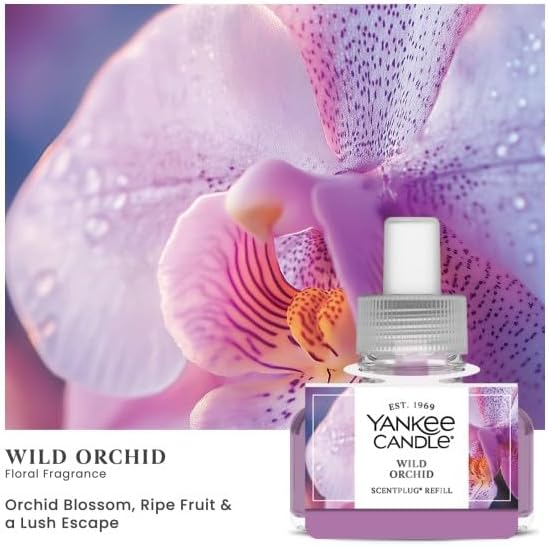 Yankee Candle ScentPlug Refill for Plug in Air Fresheners Scented Oil Refills Long Lasting Home Fragrance Wild Orchid (Pack of 4)