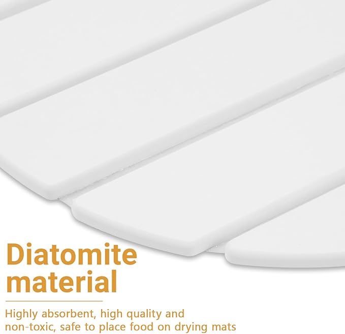 Large Stone Drying Mat Diatomite Dish Drying Mat Dish Mat Drying Kitchen Mat - Storable &amp Anti-Slip for Kitchen Oval White 24x16