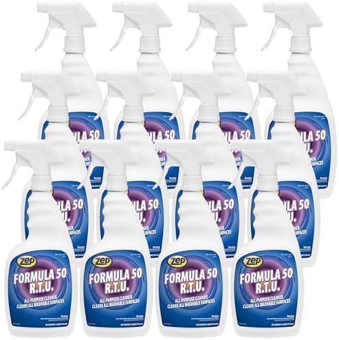 Zep Formula 50 R.T.U. All-Purpose Cleaner -1 Qt (Case of 12) -F50001 - Fast-Acting Heavy-Duty Formula Cleans All Washable Surfaces On Contact Removing Stubborn Stains