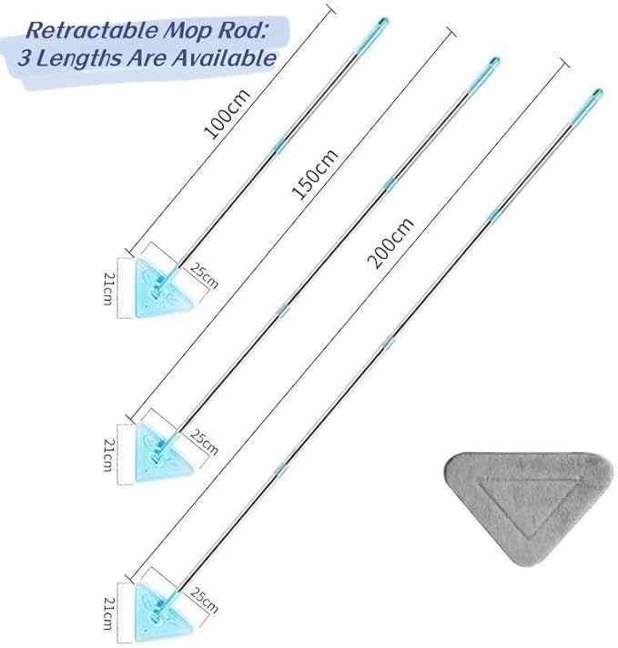 Multifunctional Triangle Mop Spliced Wall Mop with Long Handle 360° Rotatable Adjustable Cleaning Mops Household Rotating Mops for Wall Ceiling Window Floor (with 6 Cloth 1.5M)