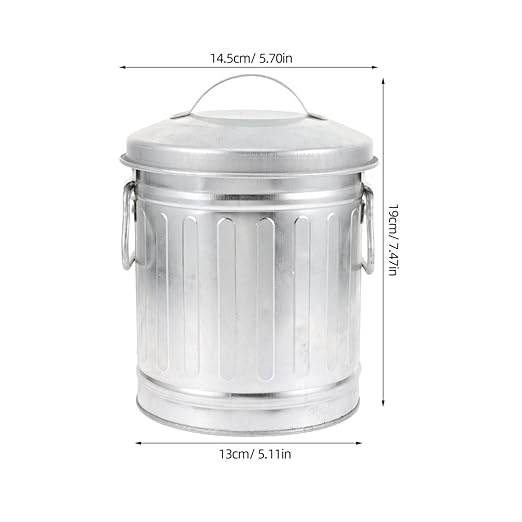 Zerodeko Trash CanCute Traditional Mini Metal Trashcan On The Desktop Decorative Galvanized Bucket Multifunctional Organizer &amp Flower Pot for Home Office Bathroom and Cabin (Silver 5.1 x 7