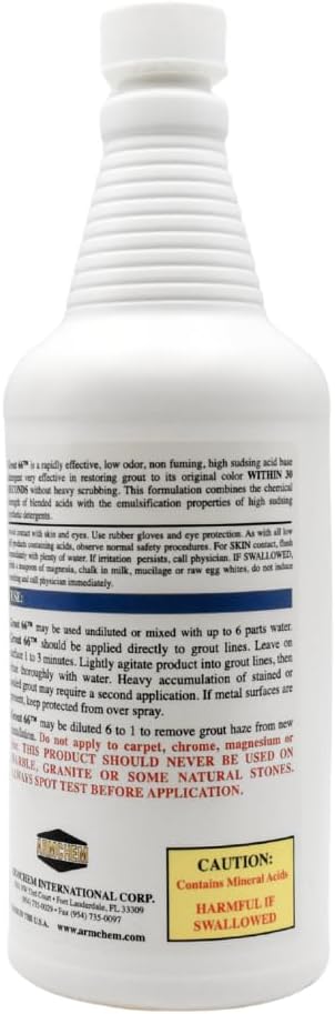 Grout66: Grout and Tile Cleaner with Low-Odor Non-Fuming Formula Ideal for Heavy-Duty Cleaning Quick Touch-Ups and Tile Maintenance. This Three Quarts Kit ensures Effortless Cleaning.