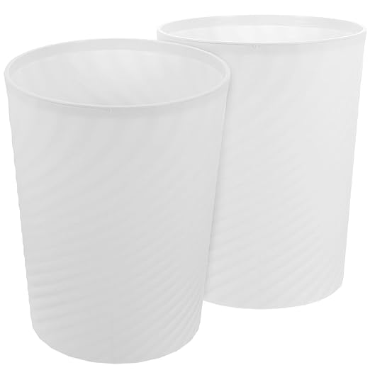 2Pcs Plastic Trash Can Simple Style Home Office Bathroom Wastebasket PP Material Space-Saving Household Garbage Bin for Kitchen Bedroom