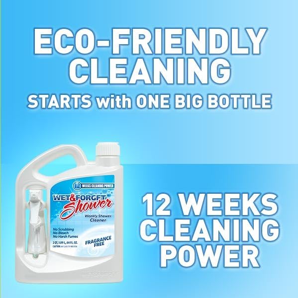 Wet &amp Forget Shower Cleaner Spray Fragrance-Free Weekly Bathroom Cleaner No Scrubbing Needed Bleach-Free Multi-Surface Bathroom Spray Cleaning Supplies Essential. 64 fl oz