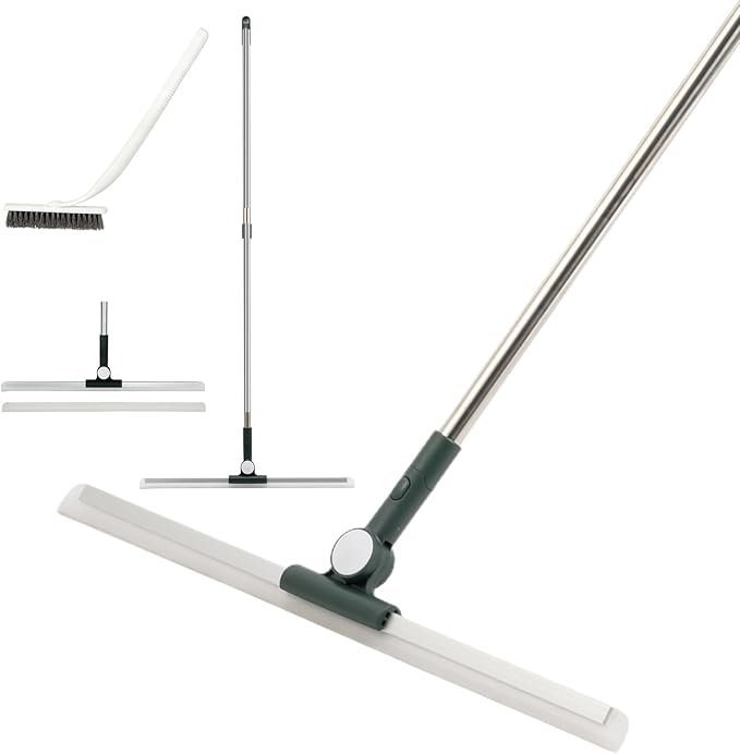 29-49 Telescopic Pole Floor Squeegee for Concrete Floor 21.85 Wide Heavy-Duty Squeegee with Detachable Stiff Brush Large Squeegee Broom for Tile Floor Garage Swimming Pool Bathroom