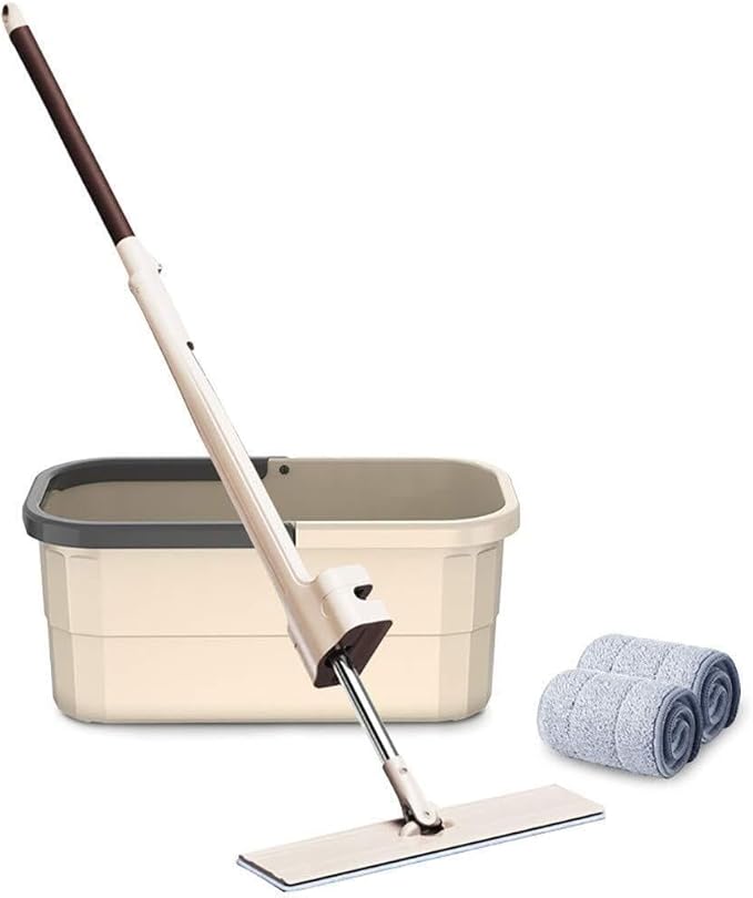 Professional Flat Floor Mop with 180° Rotation Automatic Reset Wet &amp Dry Cleaning for Wood Tile Laminate Floors – Stainless Steel Microfiber Cloth