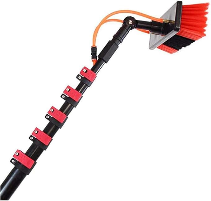 Glass Cleaning Brush Household Water Supply Telescopic Pole Kit Solar Panel Rotating Brush Solar Photovoltaic PanelsSolar Panel Cleaning Brush Extendable Telescopic Pole with Wate