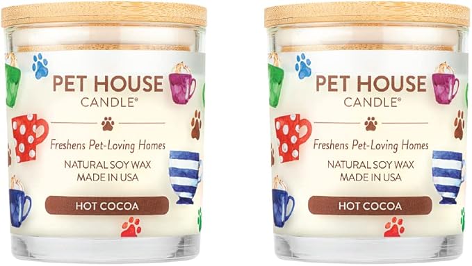 Pet House Pet Odor Candle Plant Based Hot Chocolate Candle Clean Burning Long Lasting for Home Hot Cocoa 2 Pack