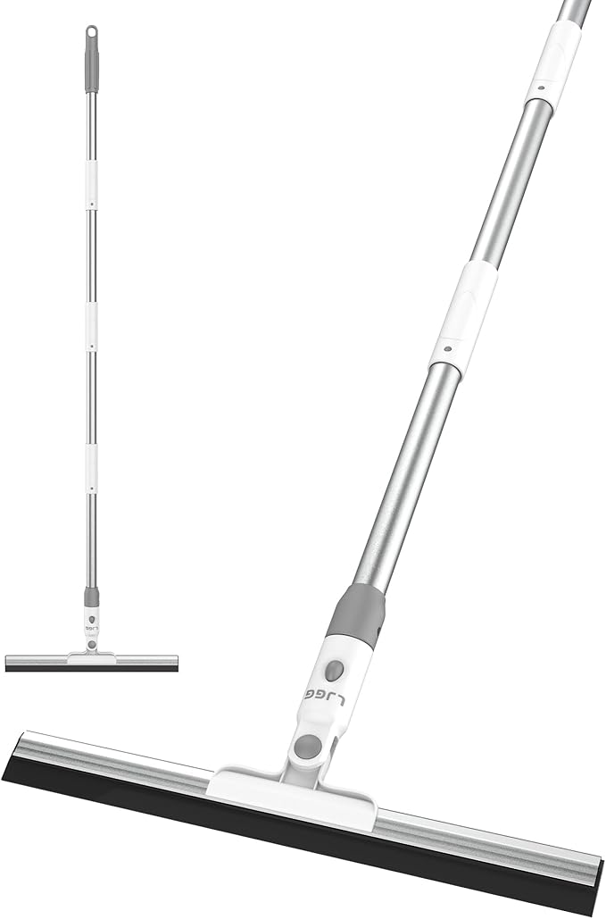 LGJJ Floor Spatula Broom 17 Rubber Spatula with 51 Aluminum Rod for Bathroom Tile Garage Concrete Deck Shower Glass Window Cleaner Spatula Broom for Home Flooring