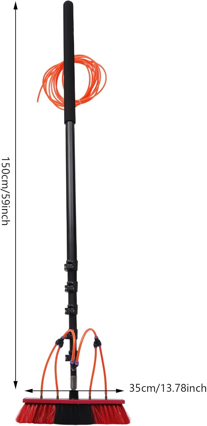 DYNAMI Water Fed Pole Kit Window Cleaning Brush W/ 24ft Length Telescopic Pole210 Degree Rotatable Brush HeadCleaning and Washing Tool for Window Glass Solar Panel