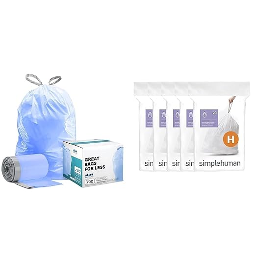 Plasticplace Custom Fit Trash Bags Simplehuman Code H Compatible Tinted Blue Drawstring Garbage Liners 8-9 Gallon 30-35 Liter 18.5 x 28 &amp simplehuman Code H Custom Fit Drawstring Trash Bags