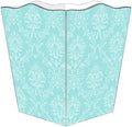 Marye-Kelley WB1873- Aqua Damask Wastepaper Basket