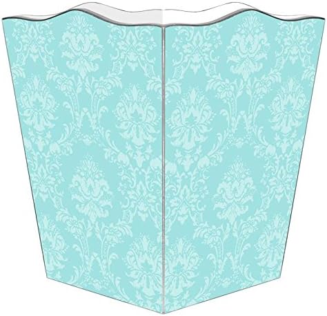 Marye-Kelley WB1873- Aqua Damask Wastepaper Basket