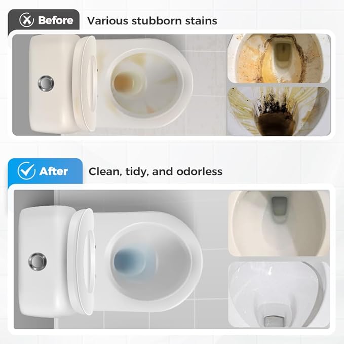 Disposable Toilet Cleaning System: Toilet Brush &amp Holder Kit with 18PCS Pre-Soaked Cleaner Wall-Mount Scrubbing Toilet Brush Bathroom Cleaning Kit (White)