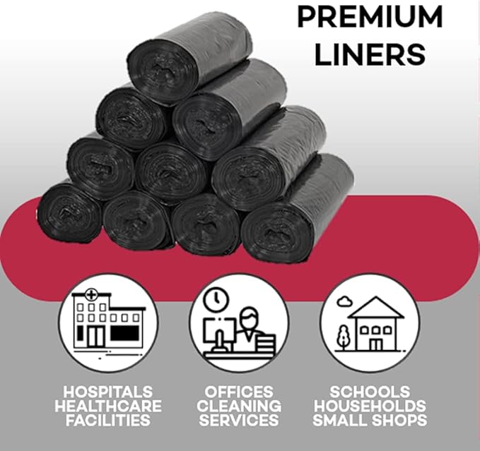 Dealmed Trash Bag | Made in USA | 60 Gallon 38 x 58 1.35 mil Black | 10/Roll 10/Case