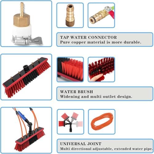 Extendable Window and Solar Panel Cleaner Telescopic Brush with Long Reach Pole for Easy Outdoor and High Surface Cleaning