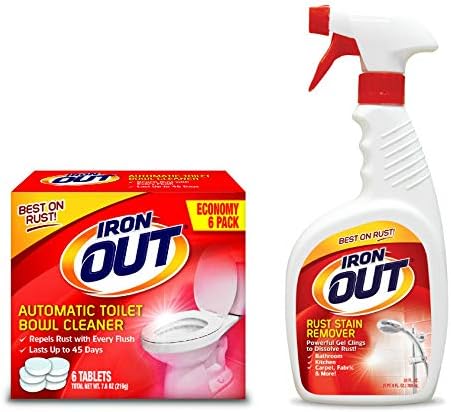 Iron Out Automatic Toilet Bowl Cleaner 6 Tablets and Rust Stain Remover Gel Spray
