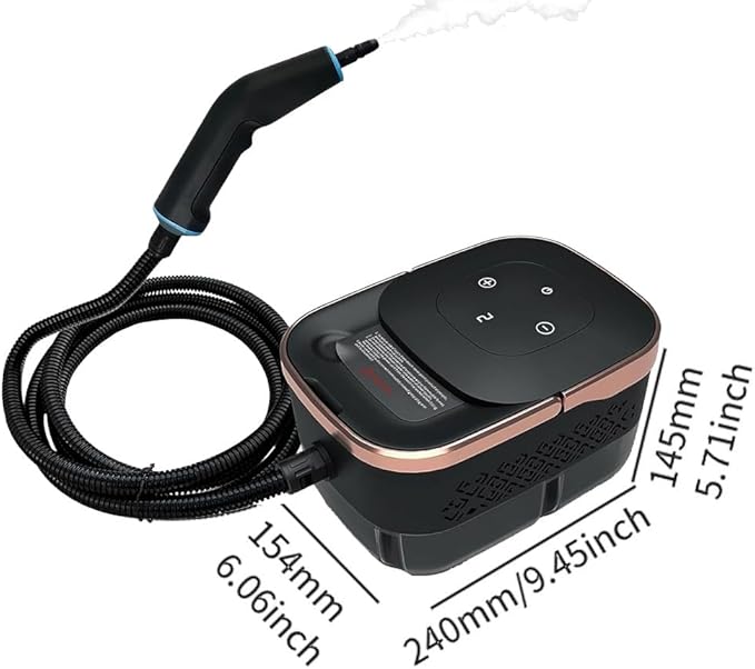 2500W Handheld Steam Cleaner 1250ML Portable Steam Cleaner 4Bar 6 Gears Adjustment 15S Preheatingfor Upholstery Bathroom Grout and Tiles Car Detailing White and Black