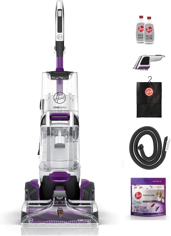 Hoover SmartWash Pet Automatic Carpet Cleaner Machine with Spot Chaser Wand Deep Cleaning Carpet Shampooer Machine Pair with a Hoover Cleaner Solution for a Bright Refreshed Home