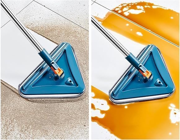 Wall Mop Cleaner Tool with Handles  Cleaning Tool for Floor Walls Ceilings and BaseboardsCeiling Cleaner Adjustable Triangle Cleaning Mop Extendable (Blue)