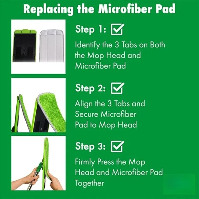 Clean and Wring Out The Flat mop Using a Microfiber Cleaning pad.