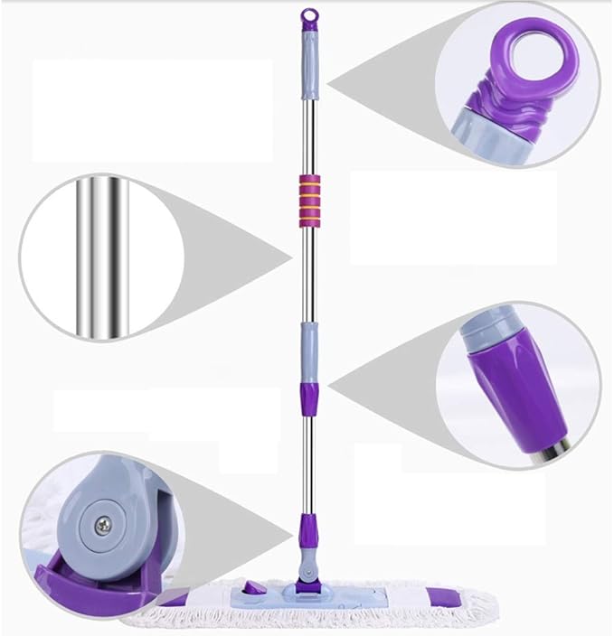 Lazy Flat Mop Stainless Steel Handle House Cleaning Dust Water for Wooden Floor Ceramic Tile Microfibre Fabric