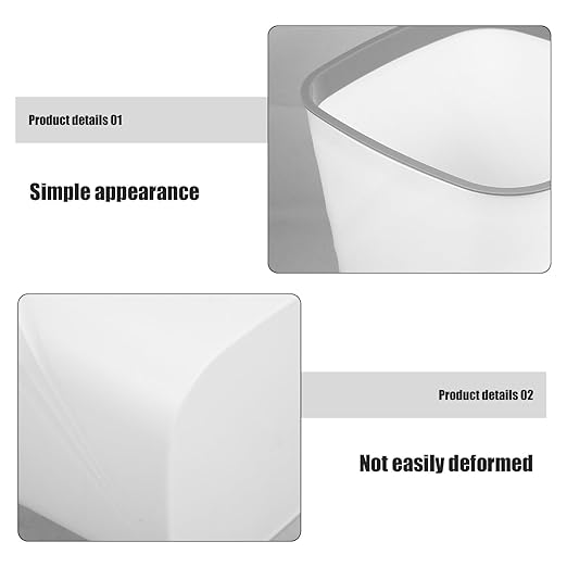 NUOBESTY Large Capacity Trash Can Plastic Garbage Bin with Press Ring for Secure Trash Bag Placement Small White Wastebasket for Home Office Kitchen Bathroom Living