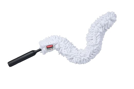 Rubbermaid Commercial Products HYGEN Quick-Connect Flexible Dusting Wand with Microfiber Sleeve White Flexible Dusting for Office/School/Stadium/Lobby/Restaurant