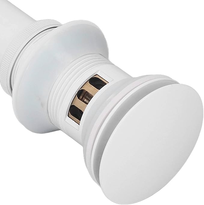 Pop Up Drain Stopper Press Bounce Deodorization Bathroom Sink Drain White for Home (With Hole)