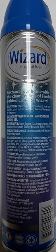 Wizard The Magic of Fresh | Odor Neutralizer &amp Air Freshener - 10 Oz. Freshly folded linen (Pack of 6) (Packaging May Vary)