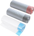 Disposable Drawstring Trash Bags 90pcs Portable Garbage Bags with Handles Gray and White Color Random Suitable for Kitchen Bathroom Car Use Random Color