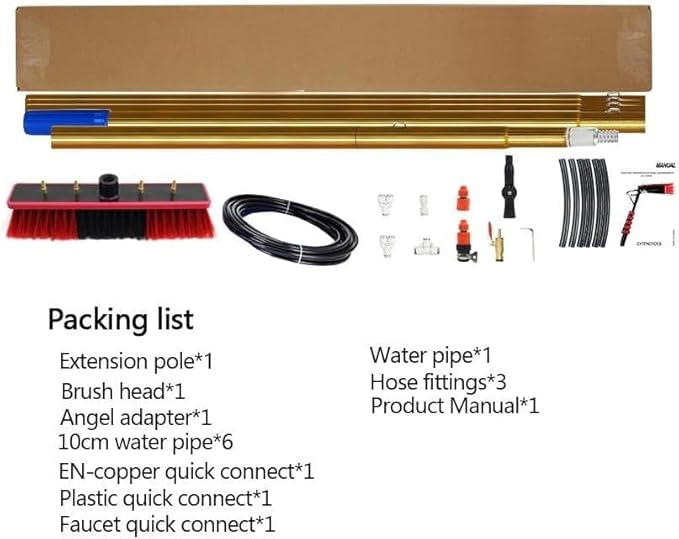 Window Cleaning Pole Outdoor Window Cleaning PoleWater Fed Pole Kit with Hose Spray3.6-9m Water Fed Telescopic BrushSolar Panel Cleaning Equipment Outdoor Window Cleaner (Size : 3.6M/12Ft